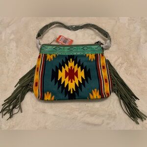 New with tags Montana West Green, Teal and Yellow Fringe Shoulder Bag